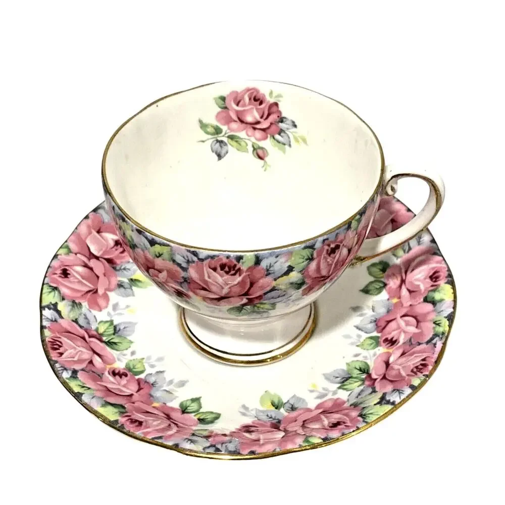 Royal Standard Rose Of Sharon Footed Tea Cup & Saucer Set Bone China England